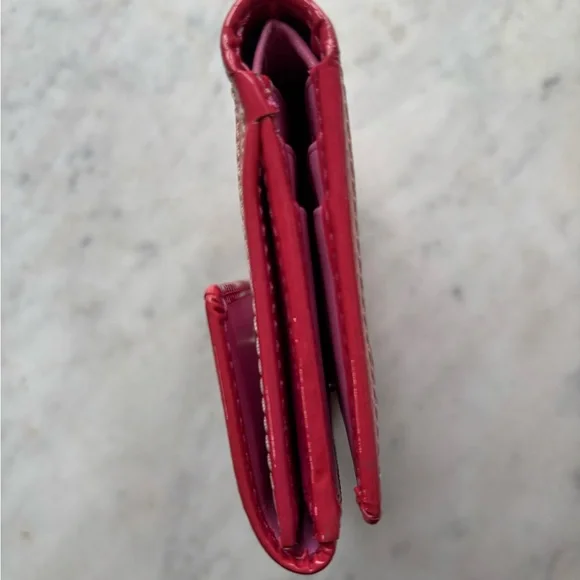 Coach Pink and Red Bifold Wallet - Picture 3 of 7